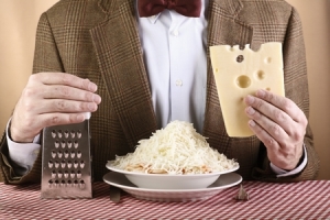 nerd cheese lover on brown background _ horizontal